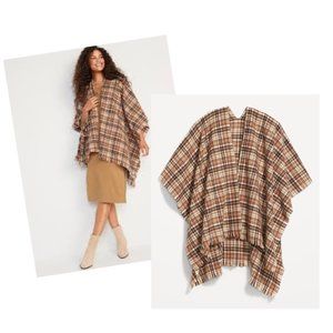 Plaid Scarf Poncho Style